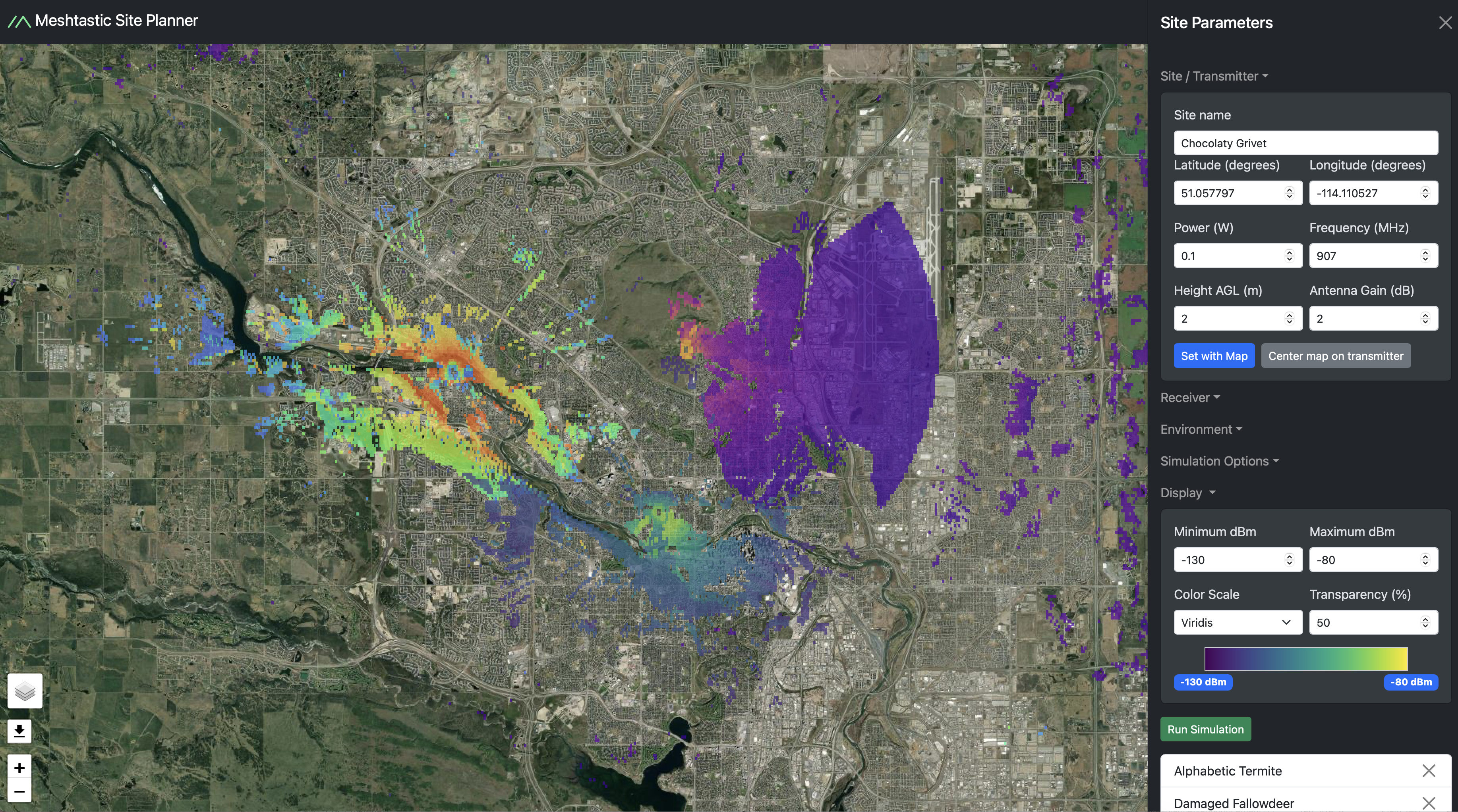 Two node mesh covering Calgary, Alberta